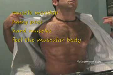 muscular stud flexes and poses