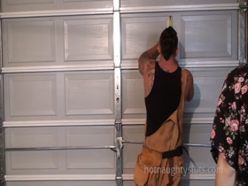 Muscle guy cums on girl